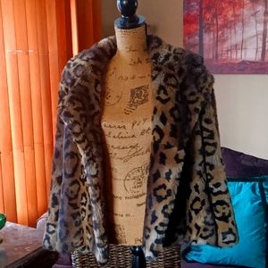 Leopard print faux coat